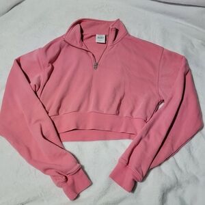TNA Pink Quarter-Zip Cropped Sweatshirt